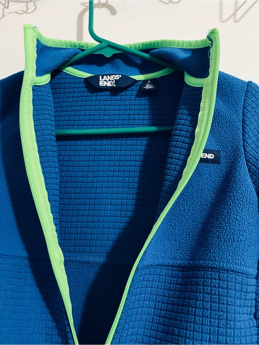 Lands' End Kids' Navy Zip Swim Rashguard with Lime Trim